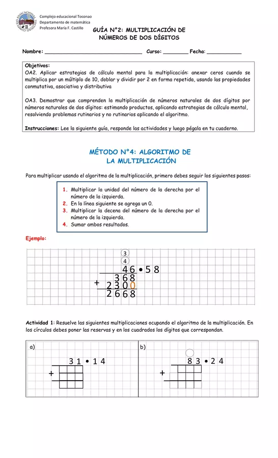 Algoritmo de la multiplicación (editable word)