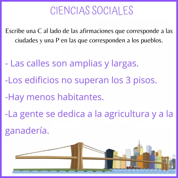 Ciencias Sociales: Ciudad y pueblo.