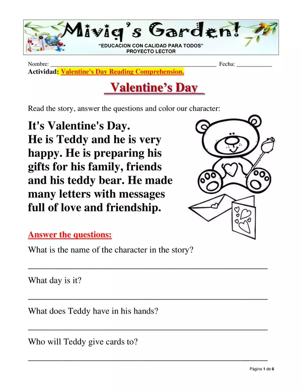 Valentine's day: Reading Comprehension