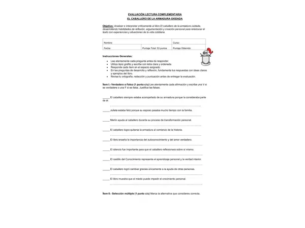 EL CABALLERO DE LA ARMADURA OXIDADA EVALUACIÓN