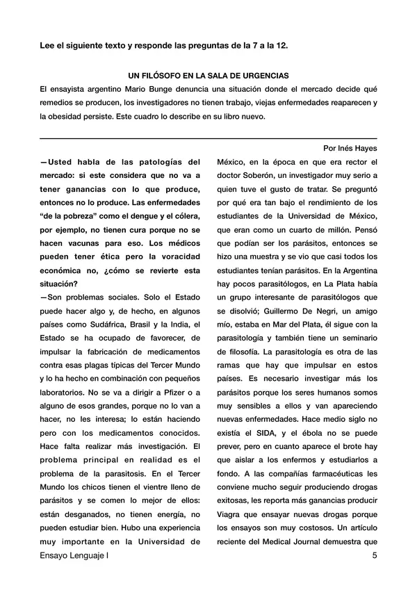 Ensayo SIMCE Lenguaje, "2dos medios"