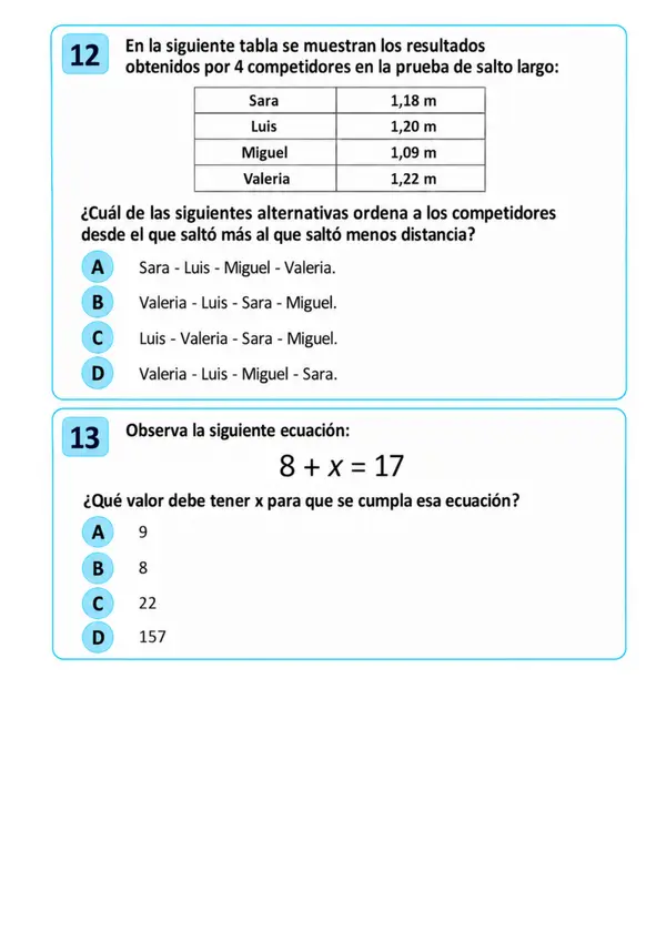 ENSAYO SIMCE 2 MATEMÁTICA 4°
