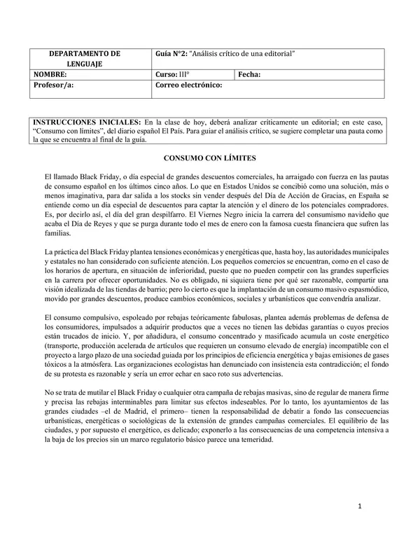 Análisis crítico de una editorial