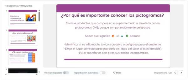 Lección interactiva: Etiquetado y manipulación de sustancias peligrosas