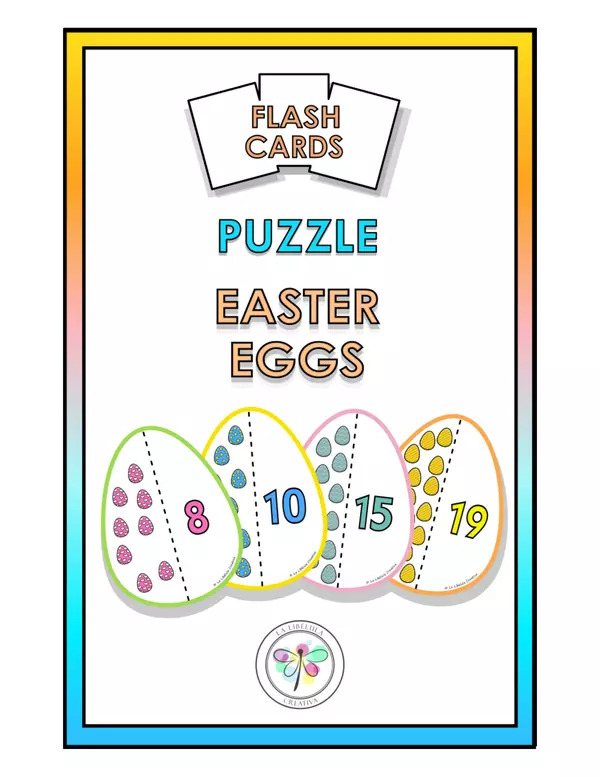 Flash Cards Puzzle Easter Eggs Numbers Count Cut Color