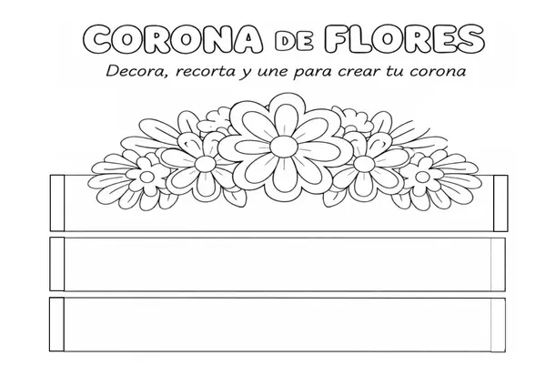 Corona de Flores Pascua Primavera Imprimible | Manualidad -  Flower Crown - recortar y Colorear
