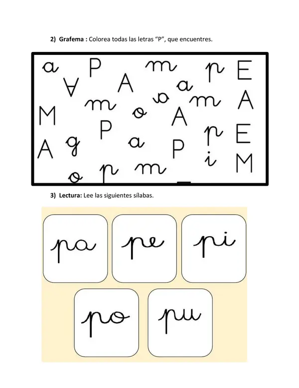 Guía de aprendizaje letra P