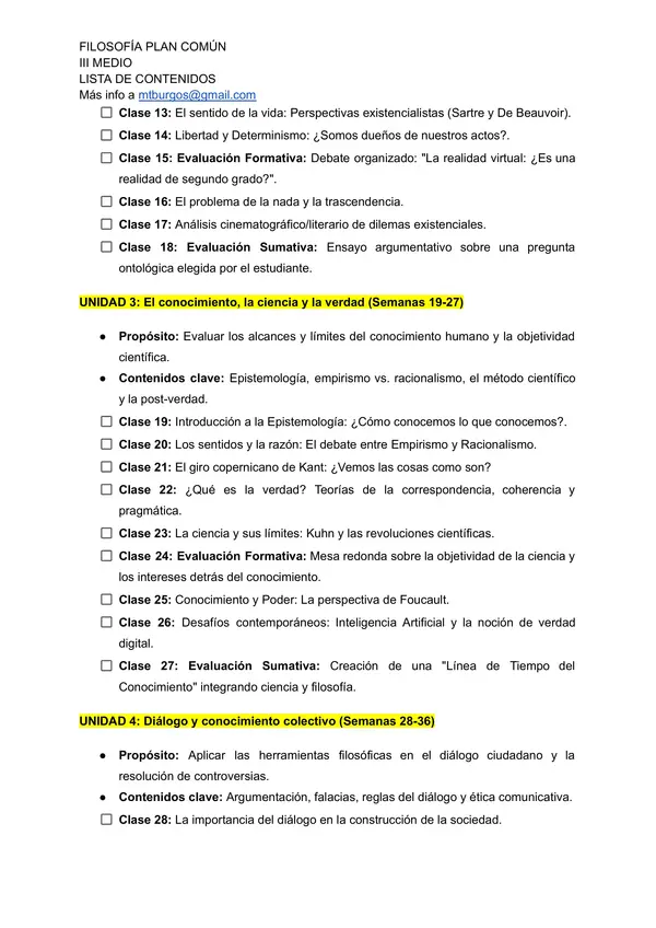 Red de contenidos Filosofía III medio 