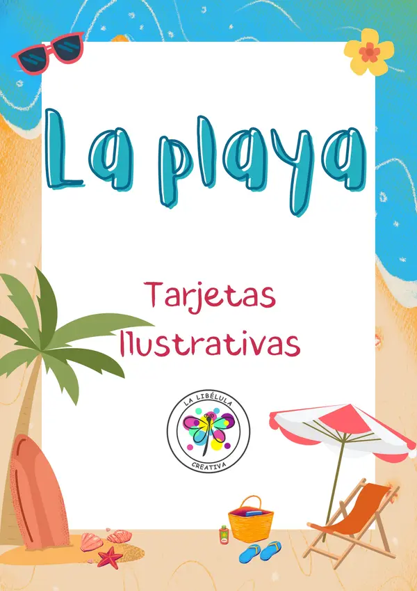 La playa tarjetas ilustrativas verano color objetos ropa NO PREP