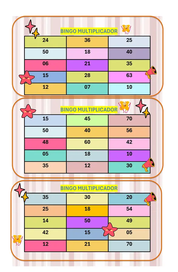 Bingo de las tablas 5 -6 y 7