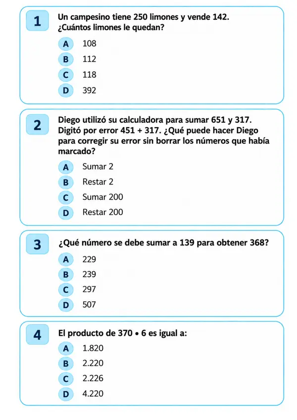ENSAYO SIMCE 2 MATEMÁTICA 4°