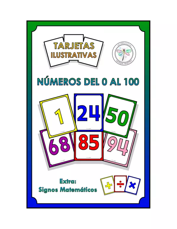 Flash Cards Tarjetas Ilustrativas Números 1 al 100 Signos Matemáticos