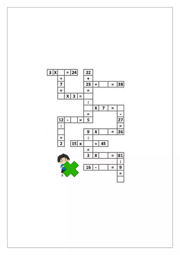 Crucigrama: multiplicación.