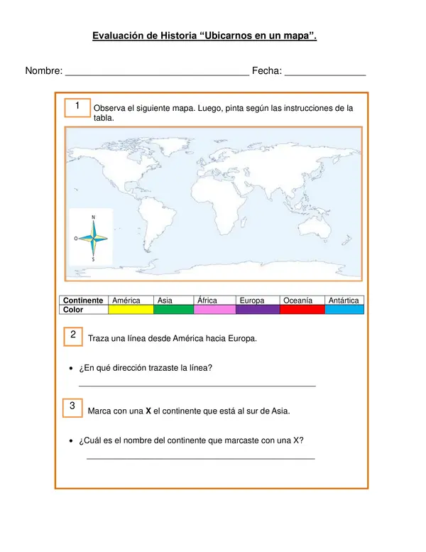 Evaluación "Trabajemos con mapas" 2°año básico.