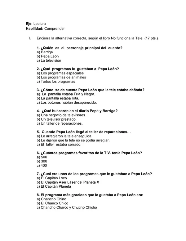 Prueba Libro " No funciona la Tele"