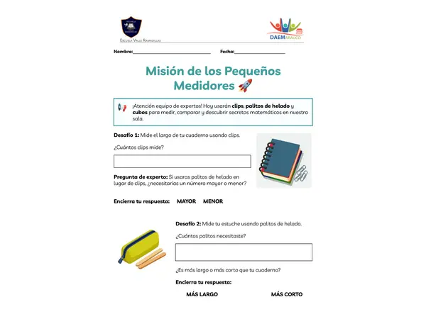 Unidades NO estandarizadas: Pequeños medidores 1° Básico