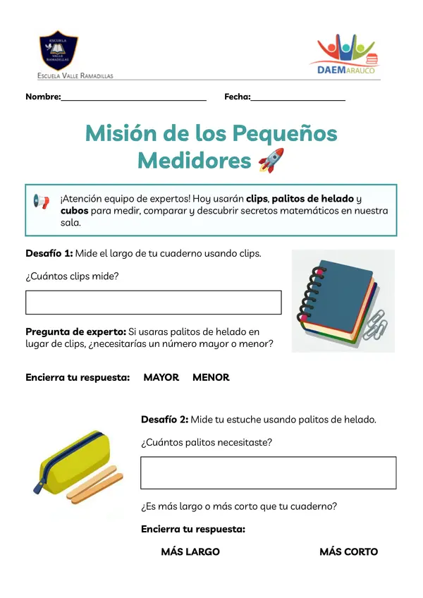 Unidades NO estandarizadas: Pequeños medidores 1° Básico