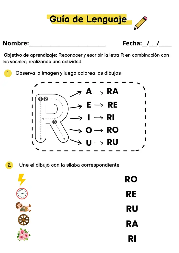 Guía de lenguaje letra R