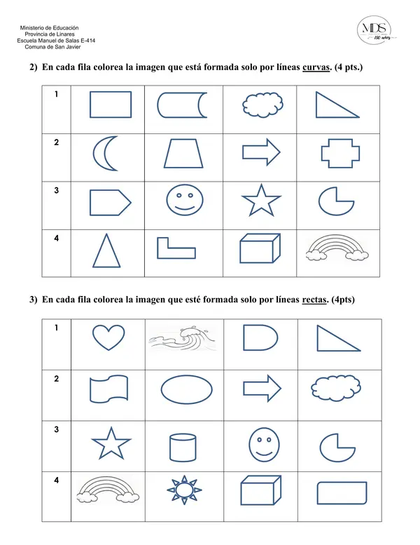 Evaluación artes tipos de líneas 