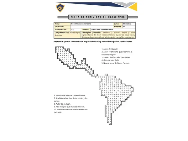 Boom hispanoamericano (Actividad de clase – 2° Secundaria)