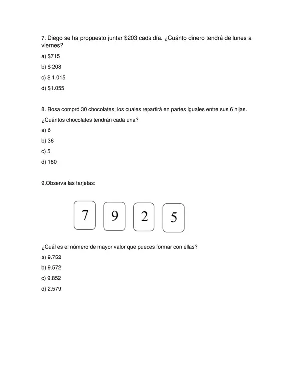 ENSAYO N° 1 SIMCE 4° BÁSICO MATEMATICA