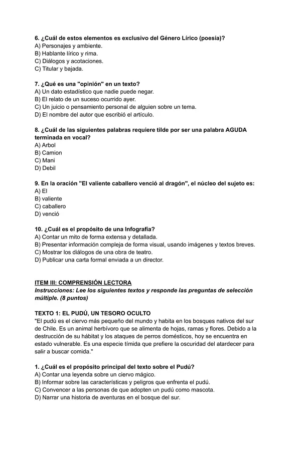 Diagnóstico Sexto Básico