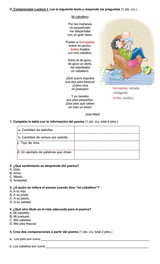 Evaluación 4°año "Texto poético"