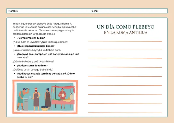 Ficha de trabajo Un día como plebeyo en la Antigua Roma