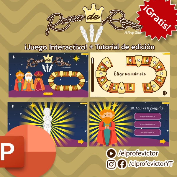 Rosca de Reyes 👑👑👑 VIRTUAL | Plantilla editable GRATIS