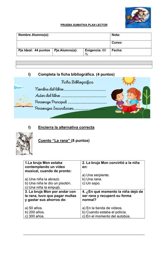 Evaluación "La bruja Mon"
