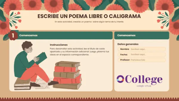 Escribe un poema libre o caligrama 