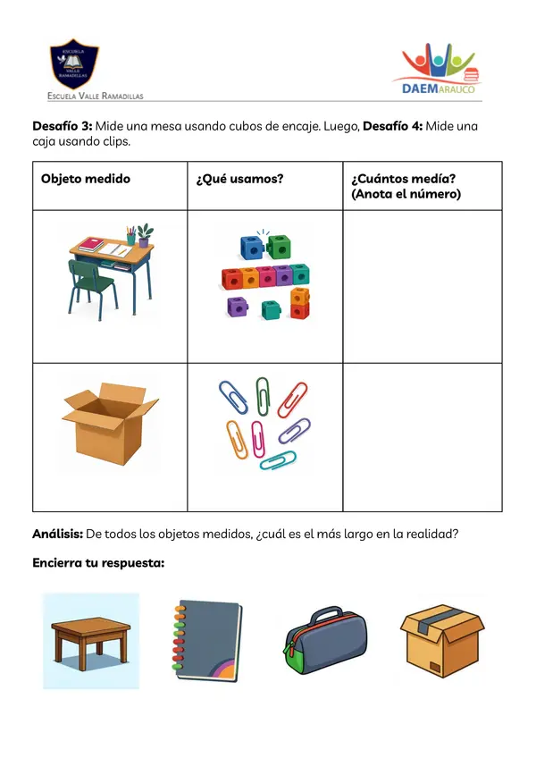 Unidades NO estandarizadas: Pequeños medidores 1° Básico