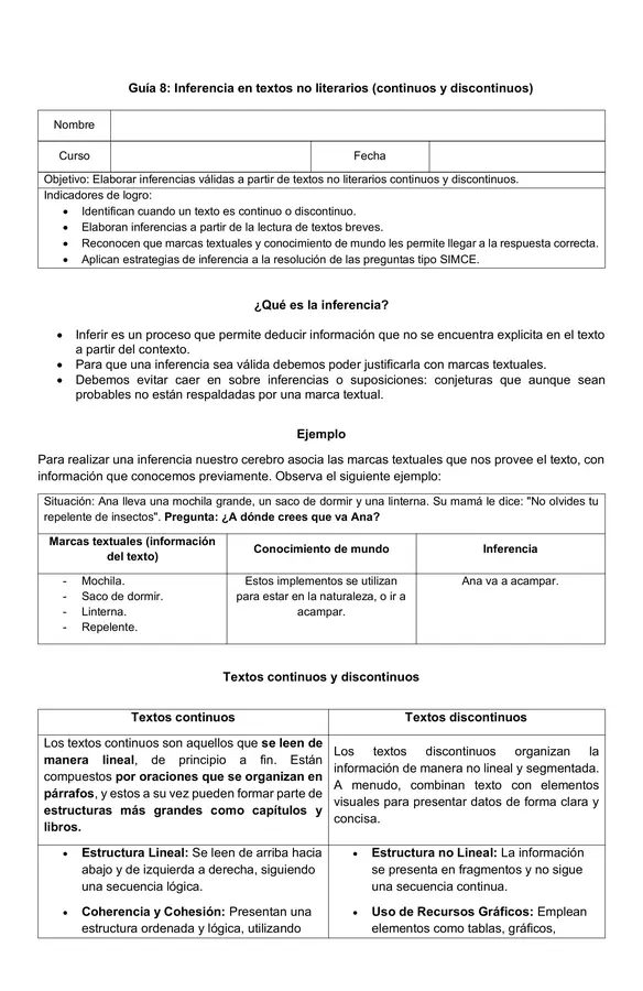 7mo/8vo: Inferir información a partir de textos no literarios - Textos continuos y discontinuos