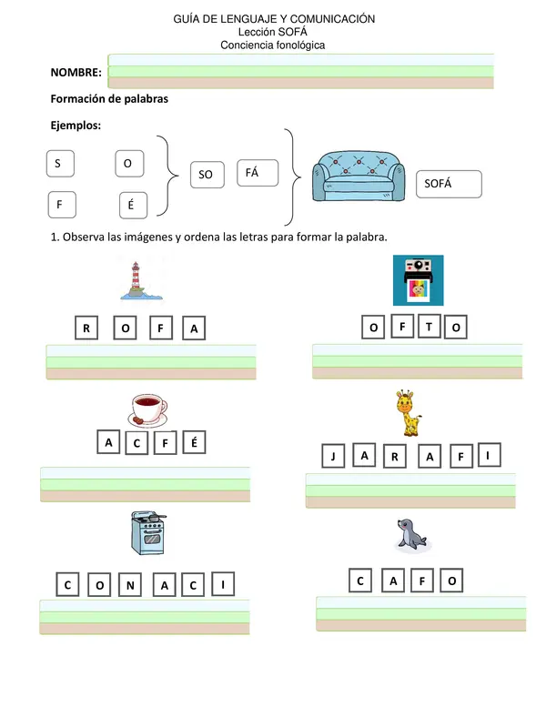 guía método Matte lección SOFA, CONCIENCIA FONOLOGIC