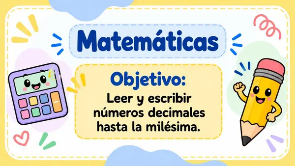 Lectura y escritura de números decimales