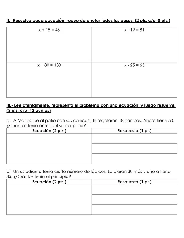 Matemática 5° Ecuaciones de un paso con sumas y restas – OA15