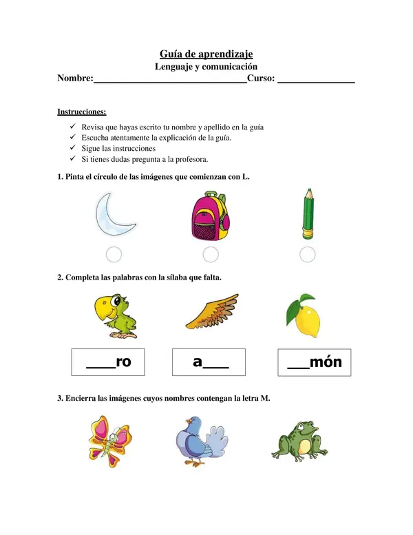 Guía de Aprendizaje de las Consonantes M, L, P, y S | profe.social