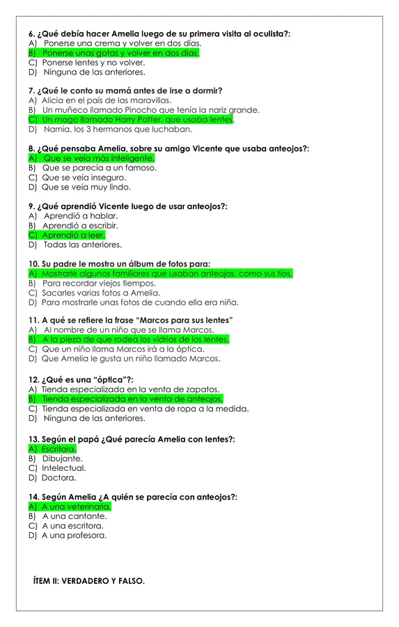 Prueba Lectura  - ¿Por qué tengo que usar anteojos?