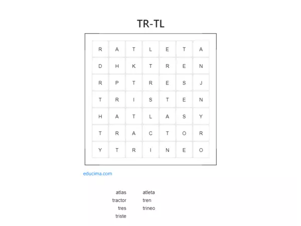 Sopa de letra TR-TL