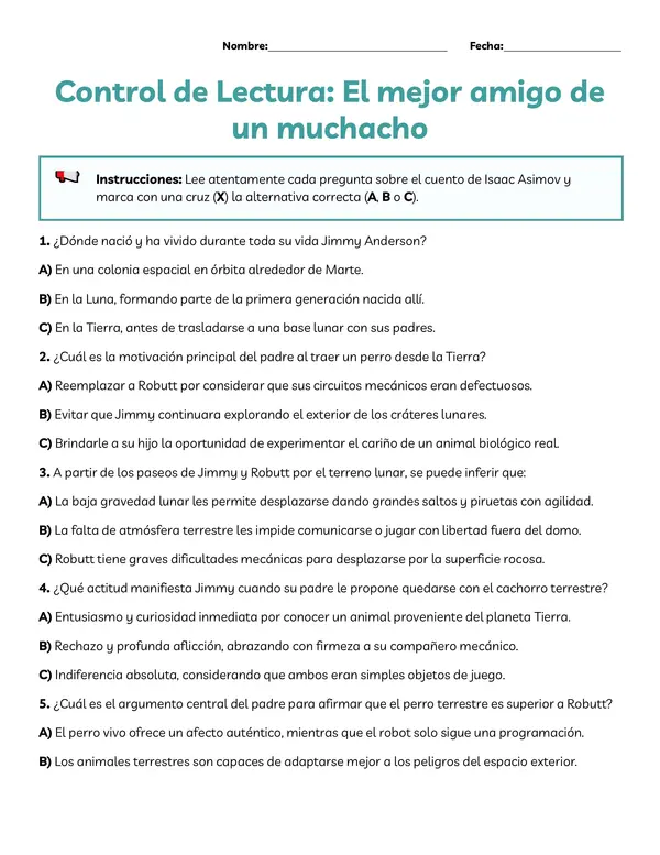 Prueba de lectura "El mejor amigo de un muchacho" Assimov