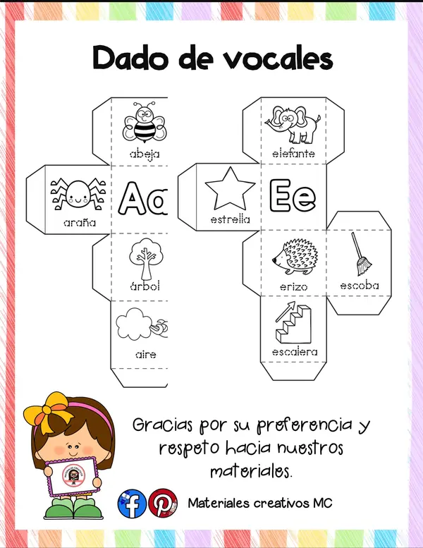 DADO DE VOCALES PARA COLOREAR