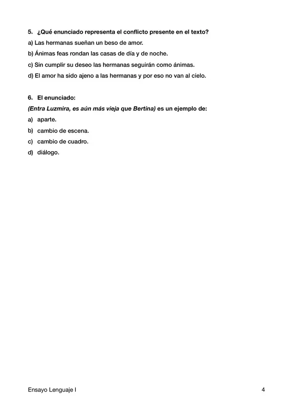 Ensayo SIMCE Lenguaje, "2dos medios"