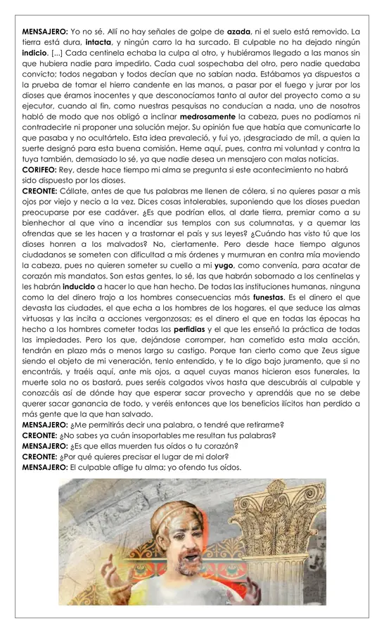 Guía de trabajo - Comprensión lectora Antígona - 8° 