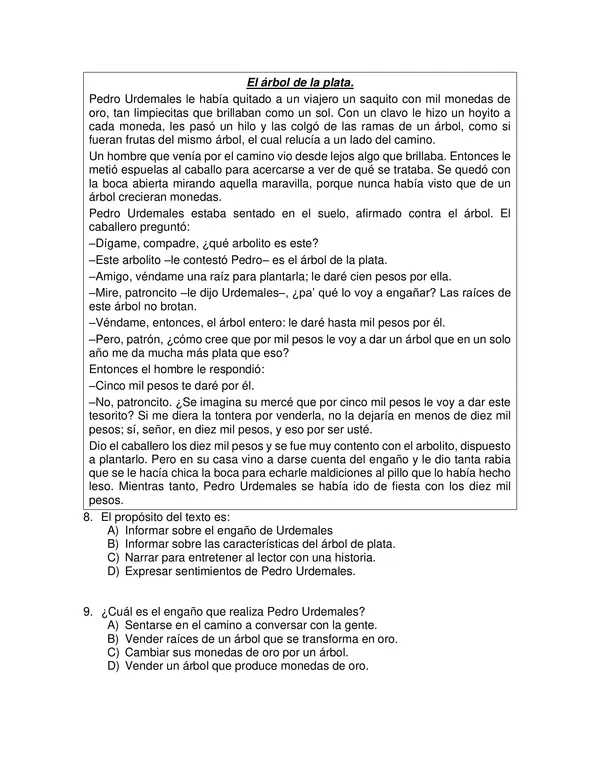PACK DE 8 ENSAYOS COMPRENSION LECTORA TIPO SIMCE CUARTO BASICO