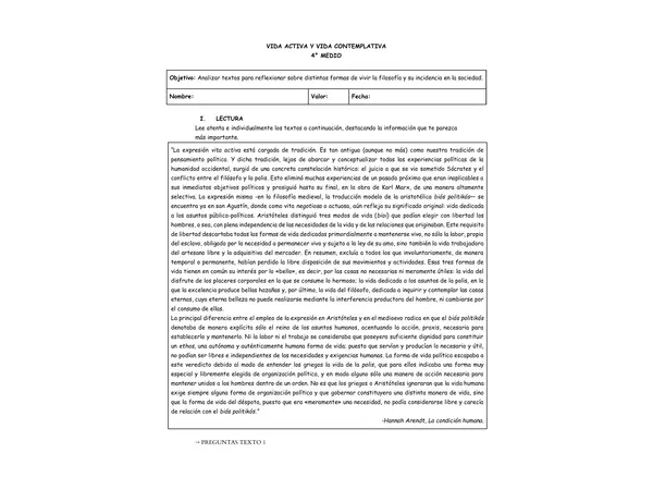 VIDA ACTIVA Y VIDA CONTEMPLATIVA — HANNAH ARENDT Y LOS GRIEGOS