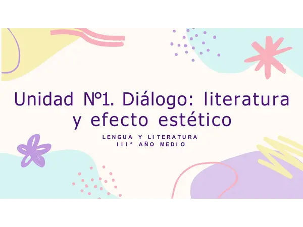 PRESENTACIÓN UNIDAD N°1; DIÁLOGO: LITERATURA Y EFECTO ESTÉTICO III°M