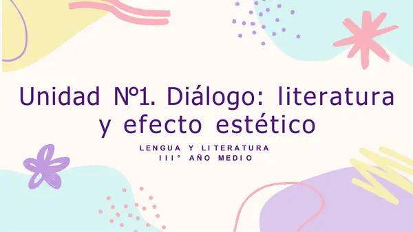 PRESENTACIÓN UNIDAD N°1; DIÁLOGO: LITERATURA Y EFECTO ESTÉTICO III°M