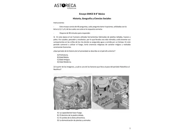 ENSAYO SIMCE B HISTORIA, GEOGRAFÍA Y CIENCIAS SOCIALES 8VO BÁSICO