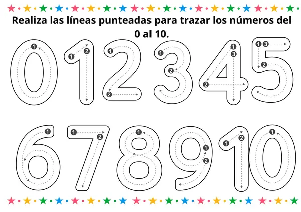 Plantilla para pacticar los números 