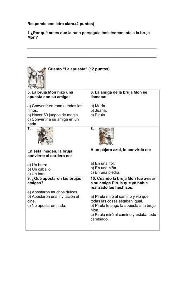 Evaluación "La bruja Mon"